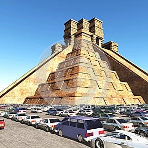 The stairs of Mayan temple 3d rendering