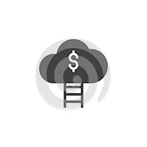 Stairs in money cloud vector icon