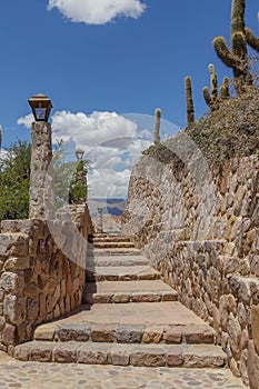 Stairs of the monument to the heroes of independence in Humahuaca, Jujuy province, Argentina