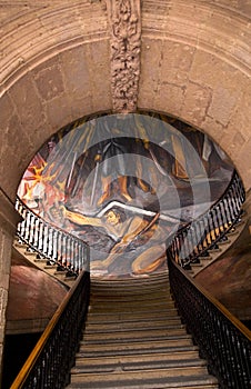 Stairs Mural Government Palace Morelia Mexico