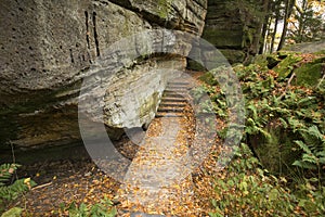 Stairs near a bat cave in Cuyahoga Valley National Park