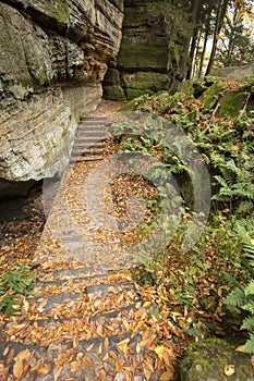 Stairs near a bat cave in Cuyahoga Valley National Park