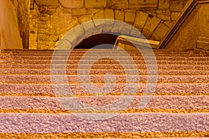 The stairs that go up to the top of the segovia aqueduct photo