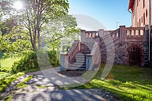 Stairs in old brick manor house in Janeda.