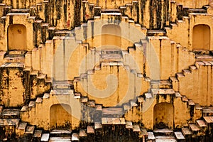 Stairs of Panna Meena ka Kund stepwell in Jaipur, Rajasthan, India