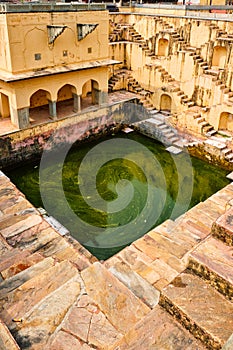 Stairs of Panna Meena ka Kund stepwell in Jaipur, Rajasthan, India photo