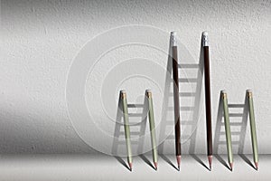 Stairs with pencil for effort and challenge in business to be achievement and successful concept.find opportunity and career part