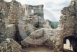 Stairs in ruin of castle Hrusov, Slovakia, cultural heritage