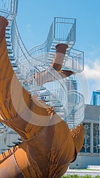 Stairs on a rusty steel structure