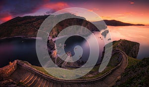 Stairs in San juan de Gaztelugatxe in Basque Country