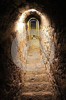 Stairs in secret tunnel in Bran castle, near Brasov