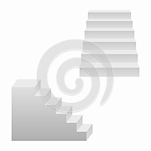 Stairs set, 3d realistic staircases. Vector.