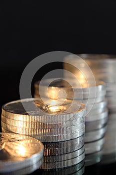 Stairs of silver coins photo