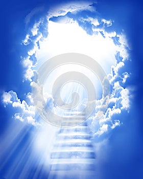 Stairs sky cloud stairs in sky bright light from heaven beautiful light