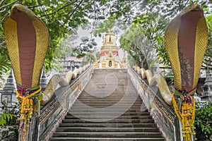 Stairs with snakes, Wat Sila Ngu temple, Koh Samui Thailand