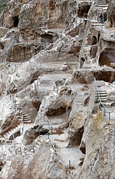 Stairs and steps at the cave city Vardzia monastery, Georgia