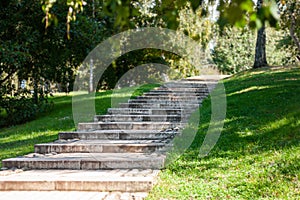 Stairs with steps go up in a park