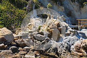 Stairs in the stones on the coast of Tyrrhenian Sea