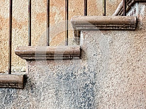 Stairs and stucco walls