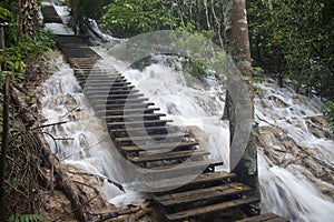 Stairs at Tat Kuang Si waterfall