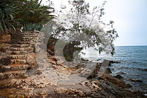 Stairs on the beach on Mallorca in Spain photo