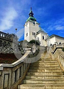 Stairs to the cathedral of Ruzomberok town