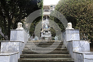 Stairs to Fountain Goddess Night in Gurzuf Park