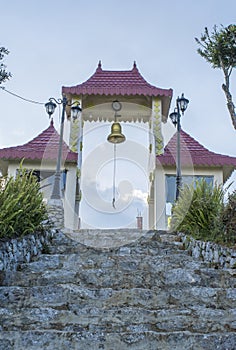 Stairs to the gates in the yard of the buddhist temple