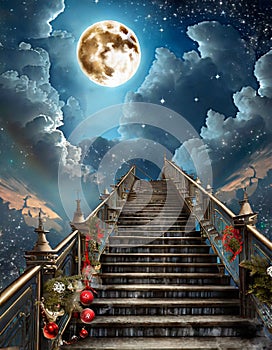 stairs to heaven with full moon