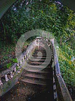 Stairs To The Kathu Waterfall In Beautiful Rain Forest