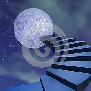 Stairs to the moon - 3D render