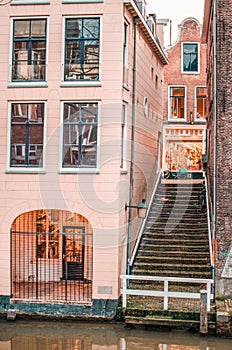 Stairs to nowhere. Beautiful old town in Amsterdam, The Netherlands.
