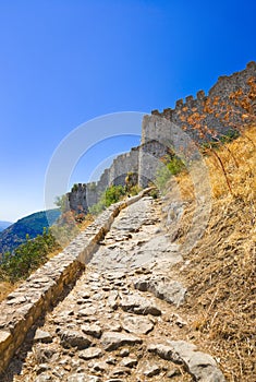 Stairs to old fort in Mystras, Greece