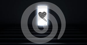 Stairs to an open door with heart shape