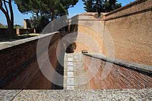 Stairs to The Palace of the Kings of Majorca in Perpignan, France