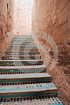 Stairs to the rooftop in Moroccan Palace