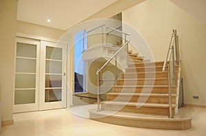 Marble Stairs, Modern Staircase, Home Interior, Mansion Lobby photo