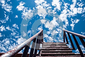 Stairs to the sky with copy space