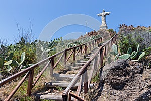 Stairs to statue of Jezus Christ at Garajau in Funchal, Madeira