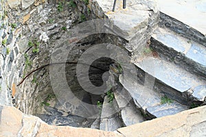 Stairs to top of dungeon on castle Czech Sternberk