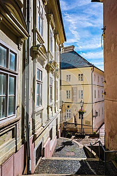 Stairs to the town center of Banska Stiavnica, Slovakia, UNESCO