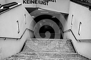 Stairs to the underground at roemer in the city center of frankfurt