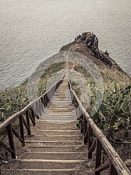 Stairs to wale observation post, Madeira