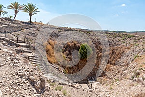 The stairs to the water system from the period of the Israelite kings. Tel Megiddo