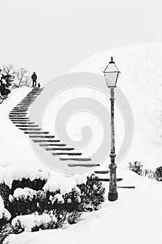 Stairs toward hill