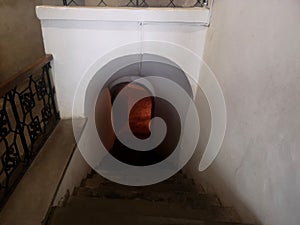 Stairs and underground corridor in old industrial building