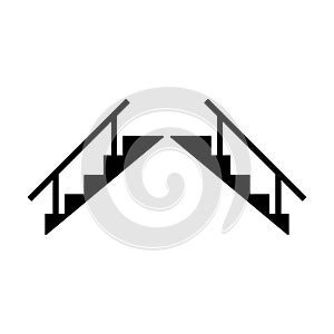 Stairs up and stairs down symbol set. Stairs icon upward, downward, isolated vector illustration set