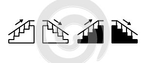 Stairs up and down vector icon set. Ladder, stairway, escalator symbol