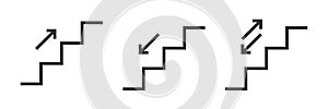 Stairs up, stairs down icon. Stairway direction infomation symbol. Sign navigation staircase vector