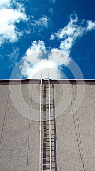 Stairs upwards in the deep blue sky